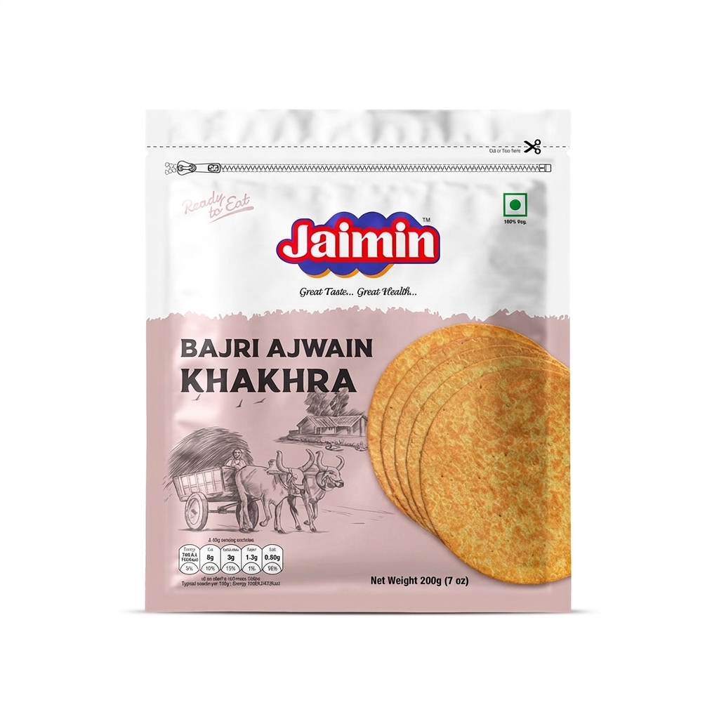 Jaimin Bajri Ajwain Khakhra 200g - Crunchy & Delicious Millet Snack