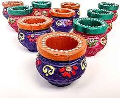 Clay Pot Matka Wax Diya Set (7Pcs) - Bright Celebration Decor