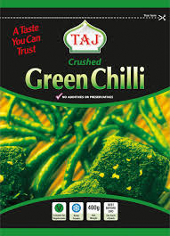 Taj Green Chilli Crushed 400g - Gourmet Hot & Spicy Indian Condiment