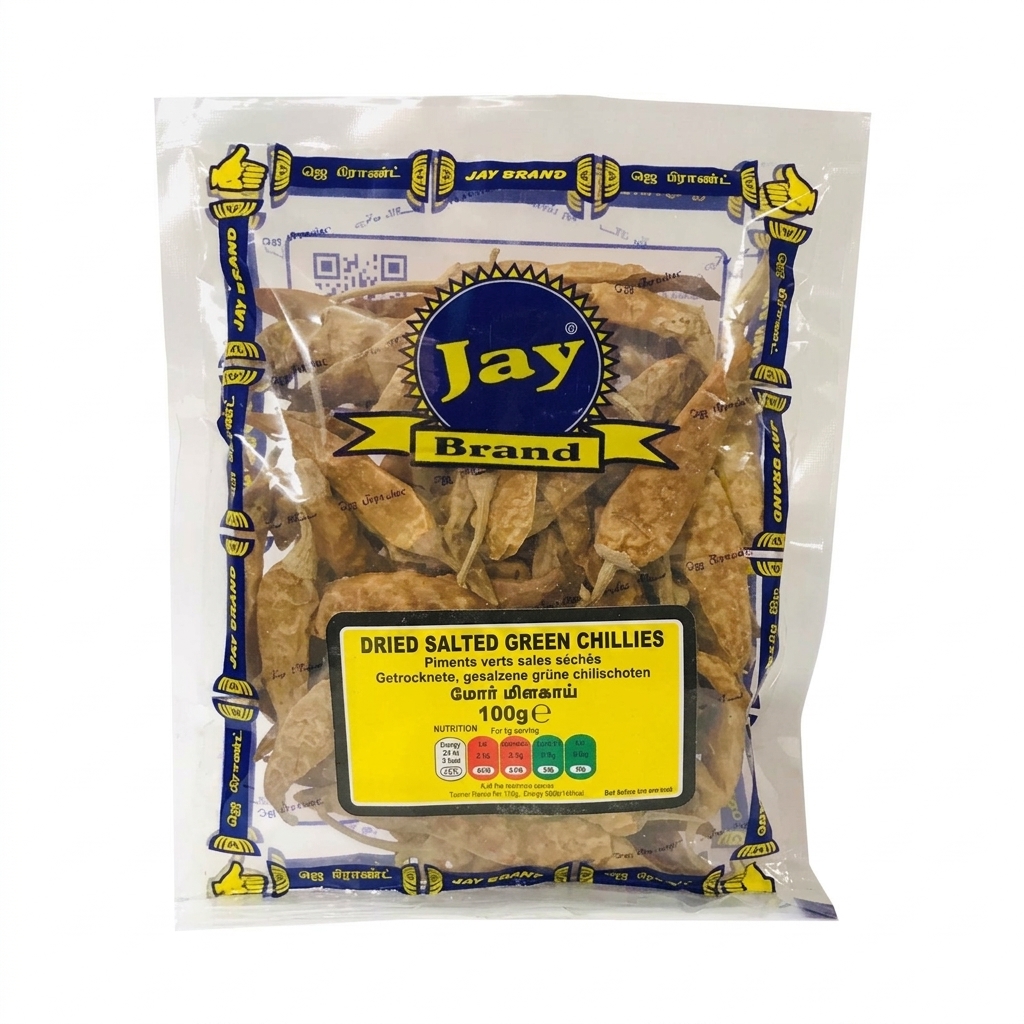 Jay Brand Dried Salted Green Chillies 100g