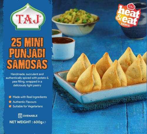 Taj 25 Mini Punjabi Samosas 600g � Crispy, Spiced & Perfect Party Snack