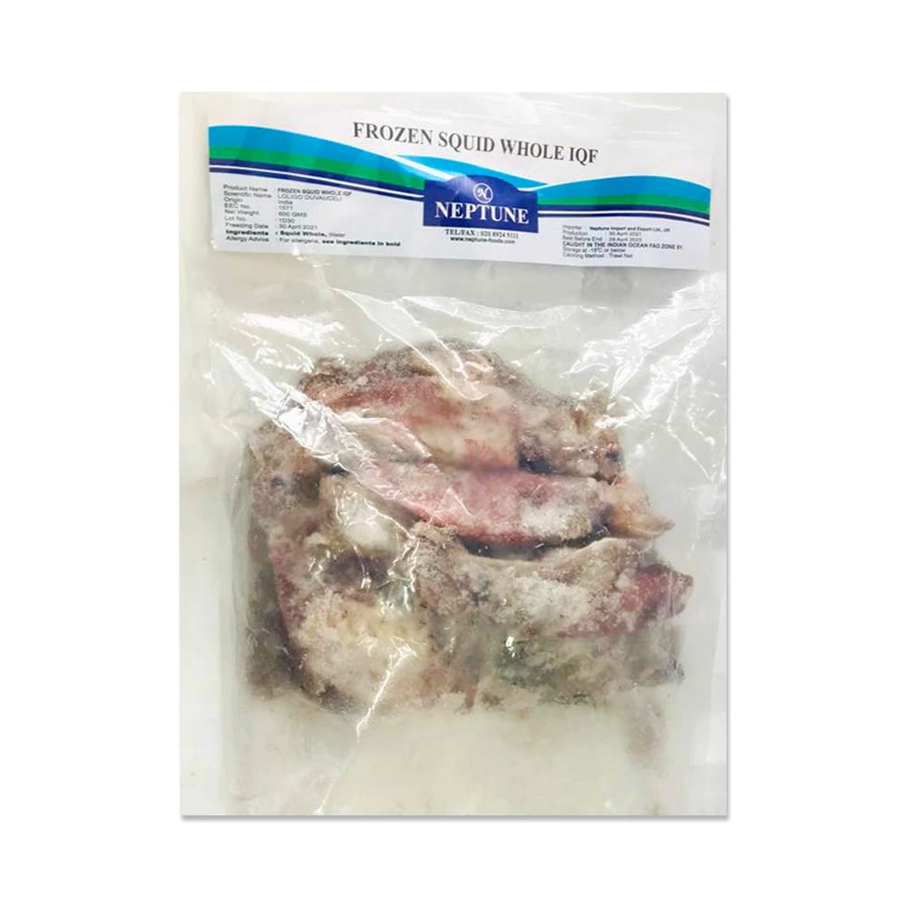 Neptune Frozen Squid Whole 600g - Tender Frozen Seafood