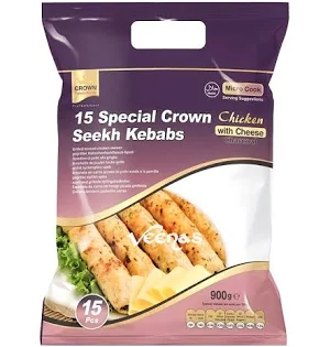 Crown 15 Special Seekh Kebab Chicken With Cheese Charcoal 900g