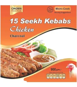 Crown 15 Seekh Kebab Chicken(Charcoal Flavour) 900g