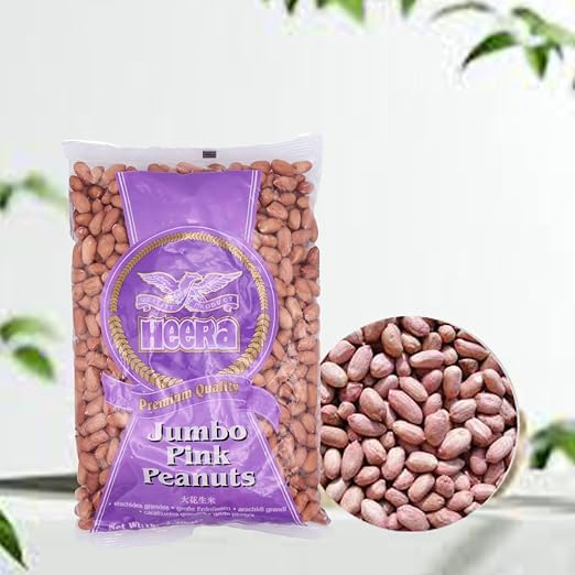 Heera Jumbo Pink Peanuts 1kg - Large Crunchy Nuts