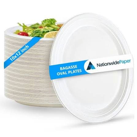 Bagasse Plates Oval Shape(10"x12")(50 plates)