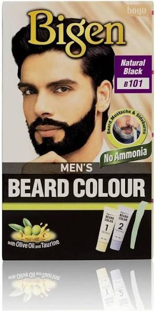 Bigen Men's Natural Black Beard 101 - Natural Beard Color for Men