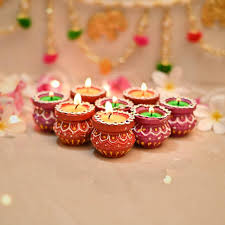 Clay Pot Matki Wax Diya (9Pcs) - Grand Decorative Lighting
