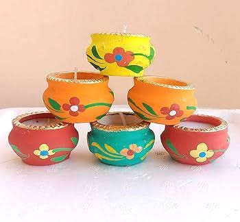 Design Wax Gel Diya (6Pcs) - Stylish Festival Illumination