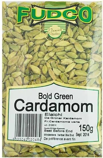 Fudco Cardamom Green Bold 150g - Large Fragrant Pods