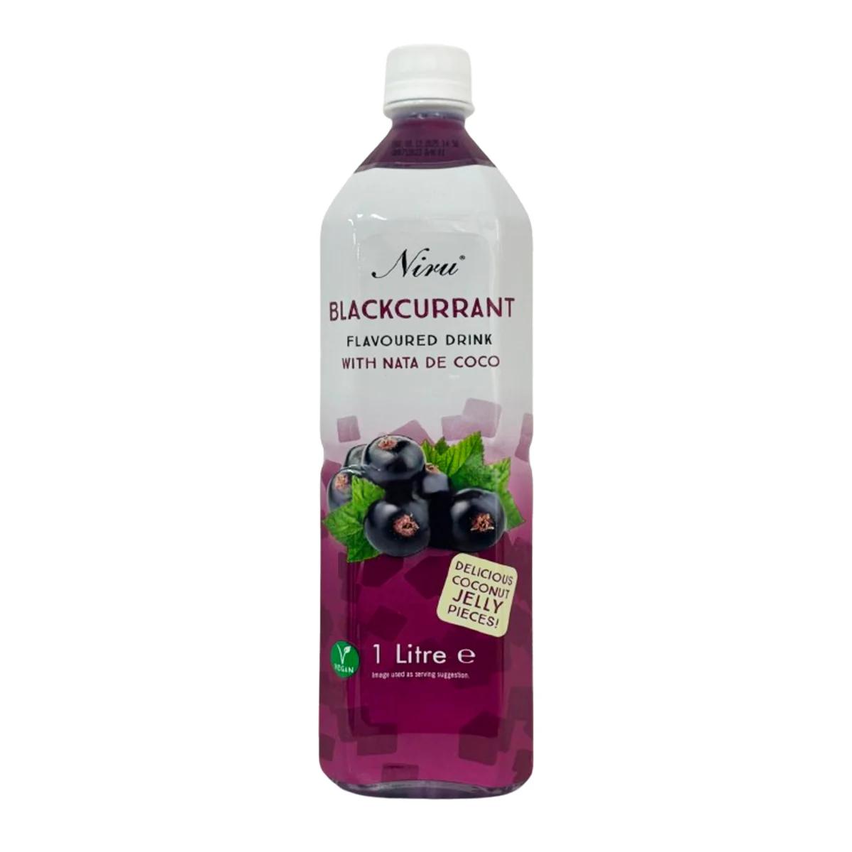 Niru Nata De Coco Blackcurrant Drink 1L - Fruity Jelly Refreshment Drink