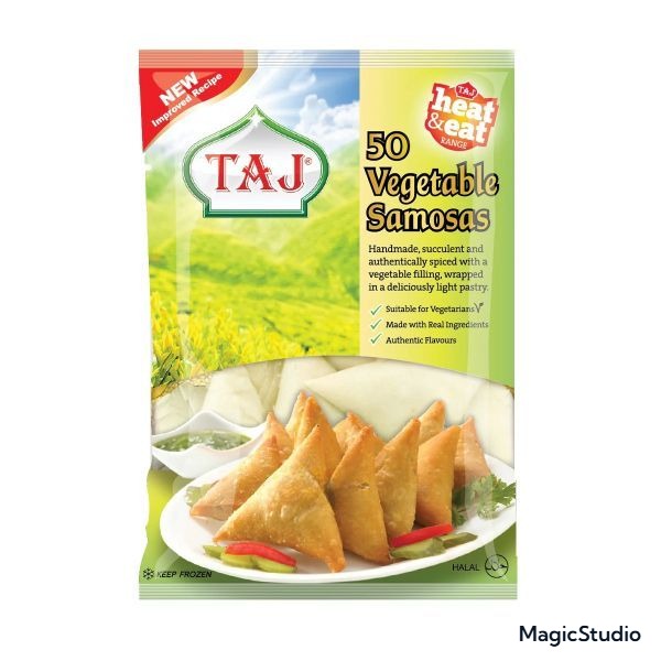 Taj 50 Vegetable Samosas 900g - Party Size Crispy Snacks