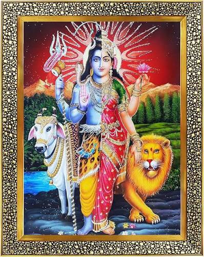 Hindu God Ardhanarishvara Photo Frame (30�25cm) - Divine Unity Artwork