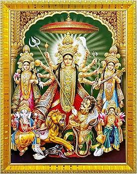 Hindu Goddess Durga Photo Frame (30�25cm) - Knowledge And Wisdom Icon