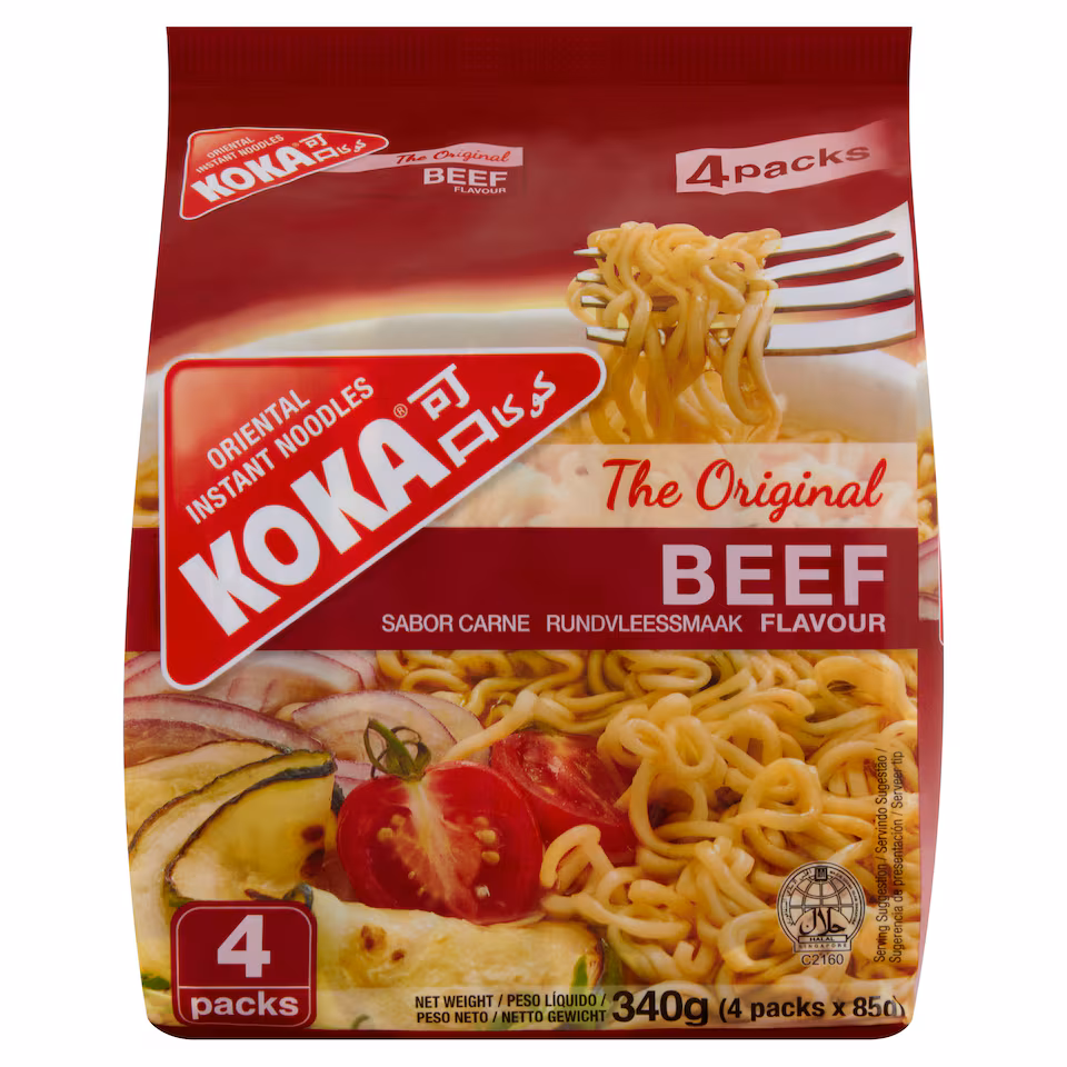 Koka Noodles Beef Flavour(Pack of 4) 85g