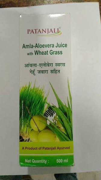 PATANJALI AMLA-ALOEVERA JUICE WITH WHEATGRASS 500ML