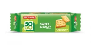 BRITANNIA 50-50 SWEET AND SALTY BISCUITS 62G (3 FOR ?1)