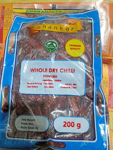 SHANKAR WHOLE DRY RED CHILLI STEMLESS 200G