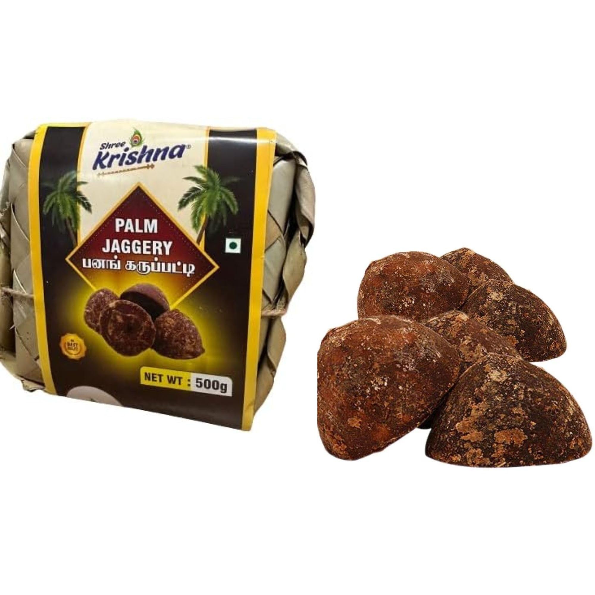 SHREE KRISHNA PALM JAGGERY (PALM LEAF COVERED) 500G