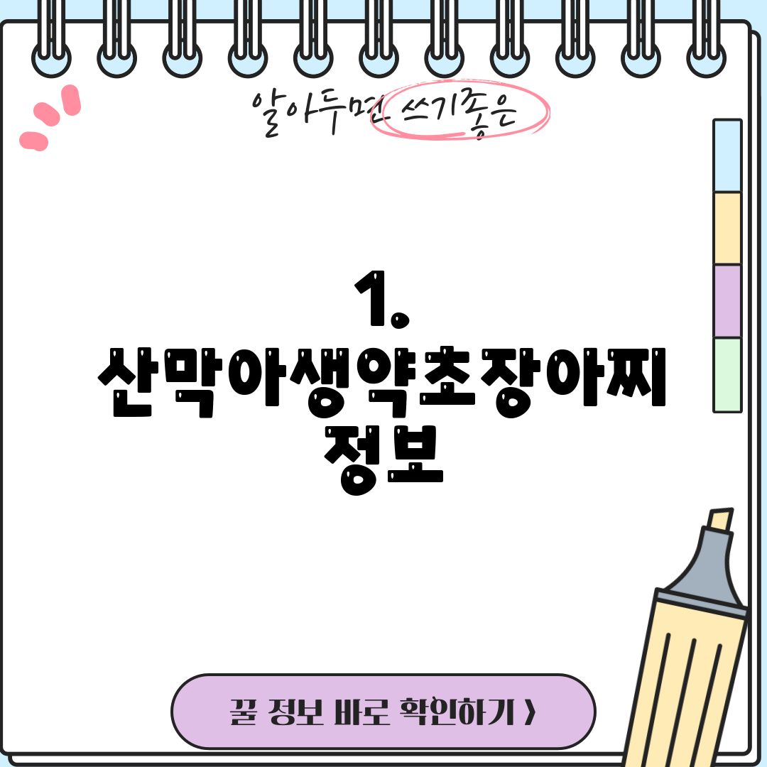 1. 산막아생약초장아찌 정보
