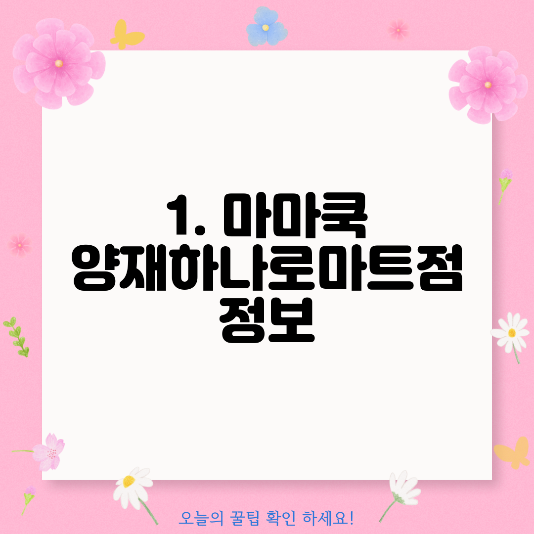 1. 마마쿡 양재하나로마트점 정보