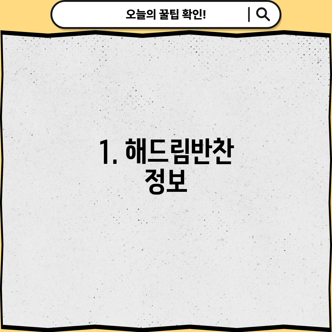 1. 해드림반찬 정보