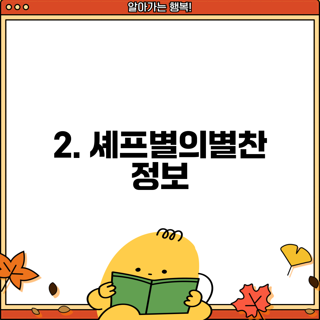 2. 셰프별의별찬 정보