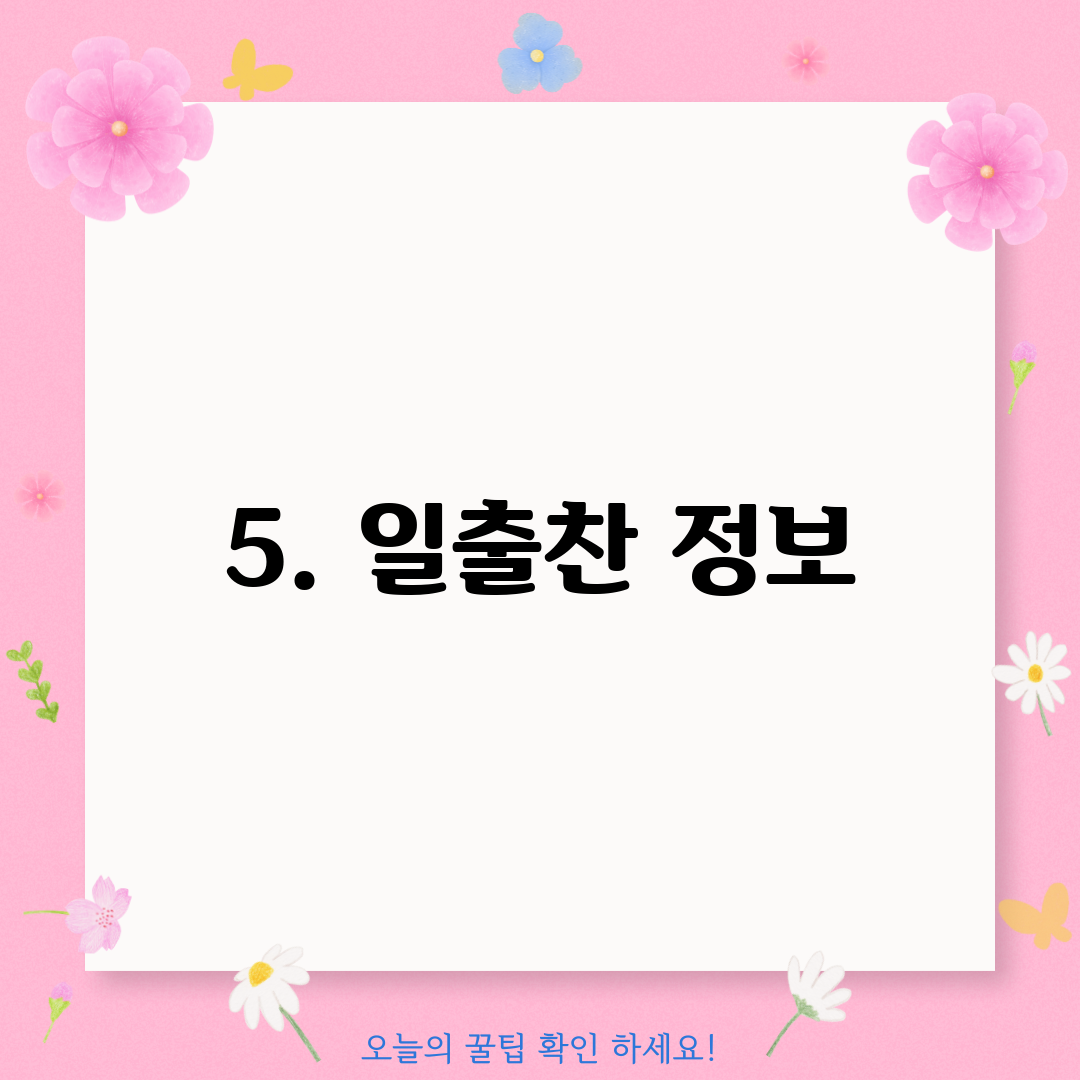 5. 일출찬 정보
