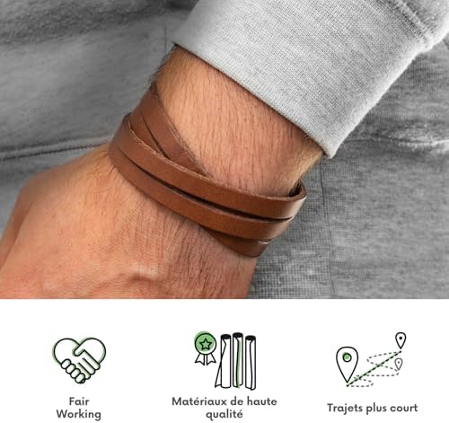 Vue 4 de Bracelet En Veritable Cuir