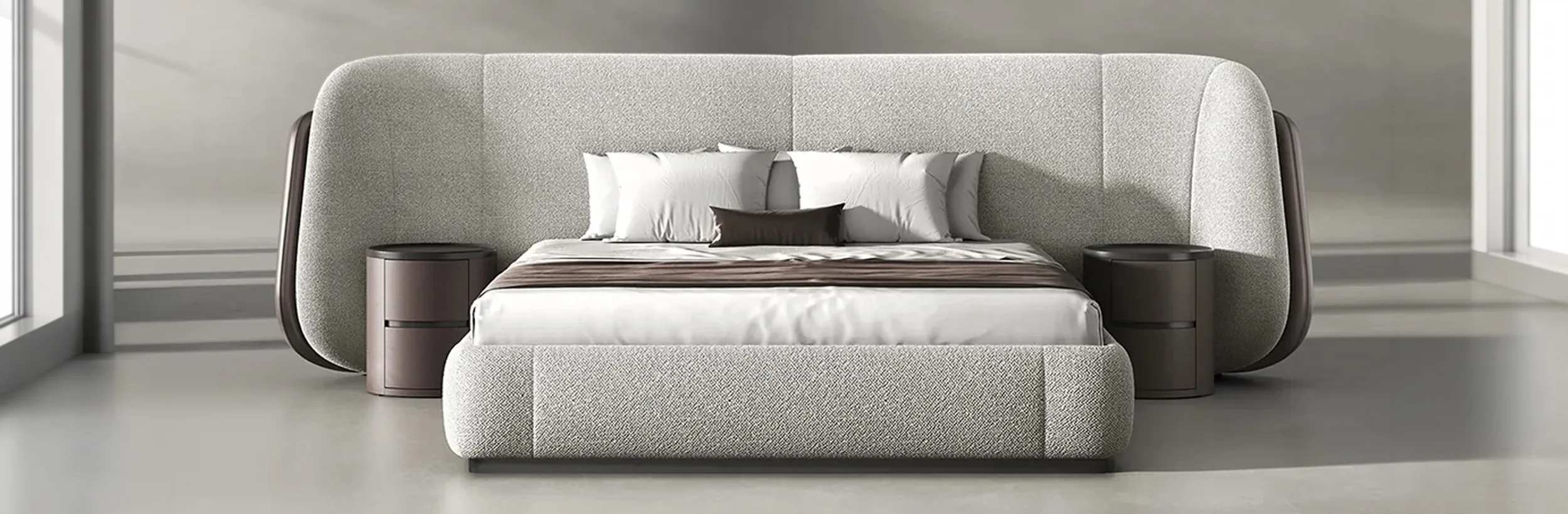 Luxury bedroom with modern bed setup