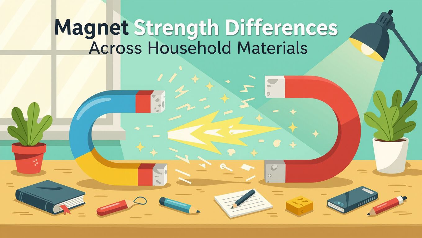 Magnet strength differences across household materials  Source: https://essaypro.com/blog/science-research-topics: Comprehensive Guide