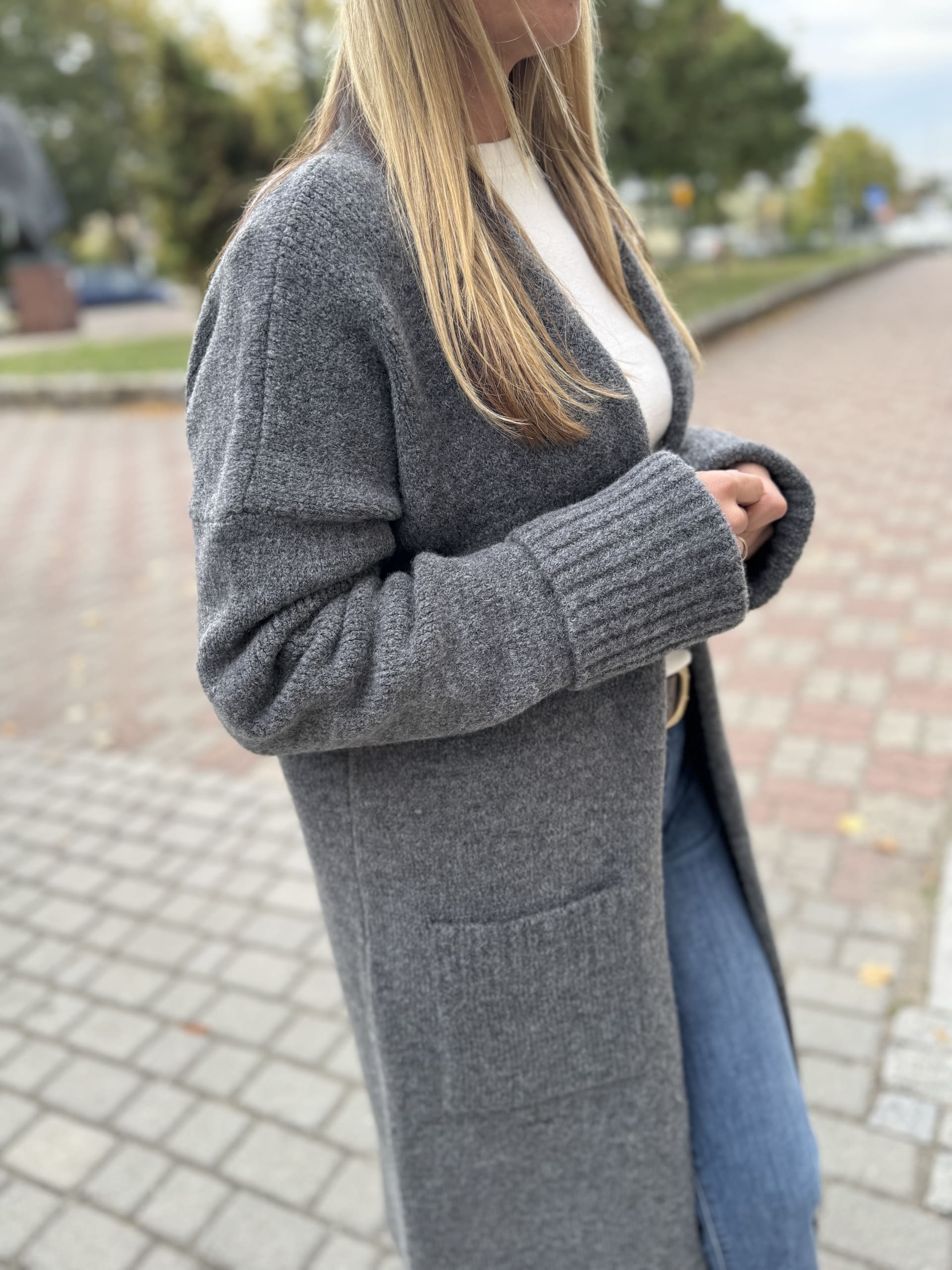 Kardigan oversize Simona szary - drugie zdjecie