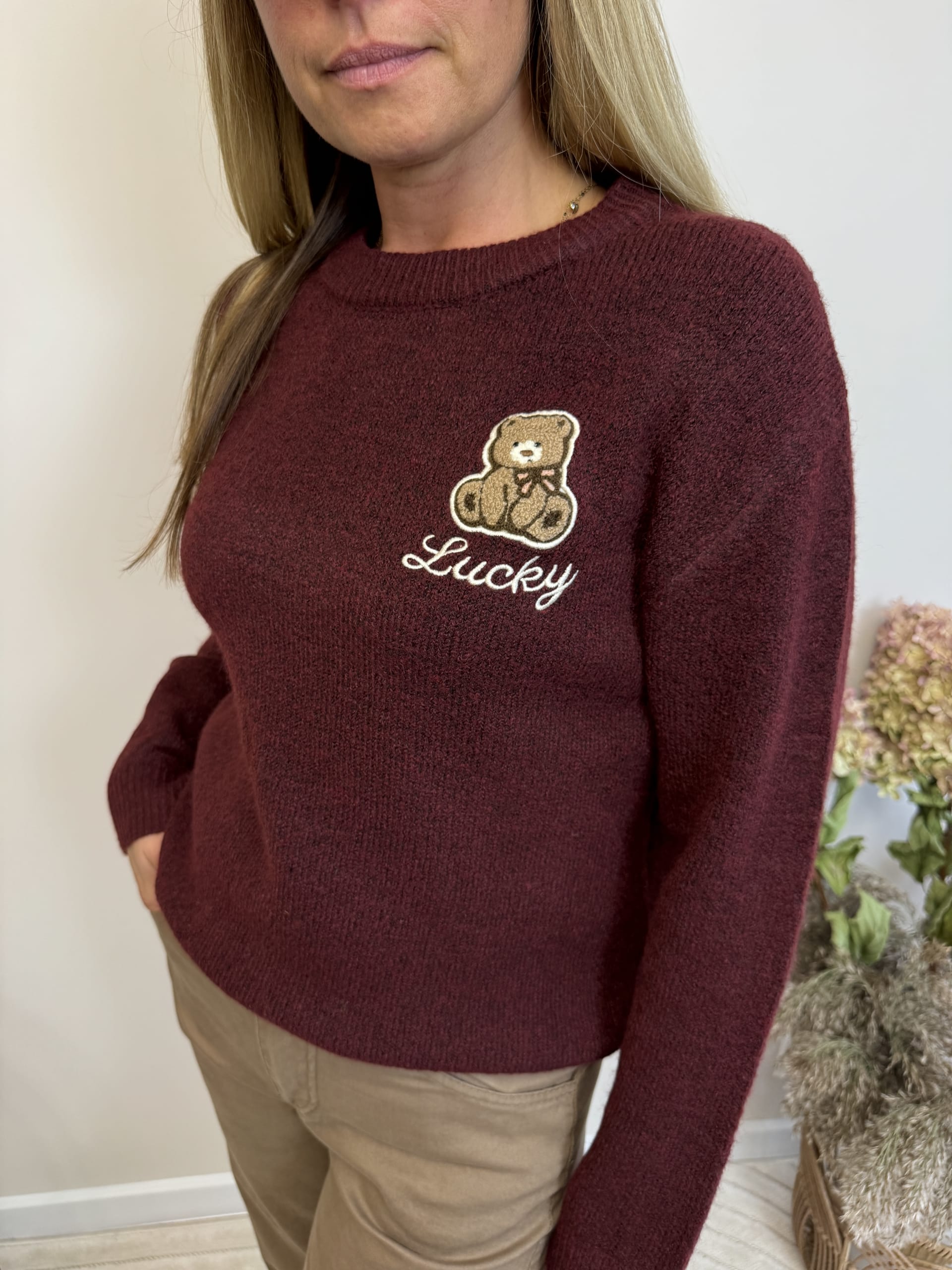 Sweterek Lucky Bear bordowy
