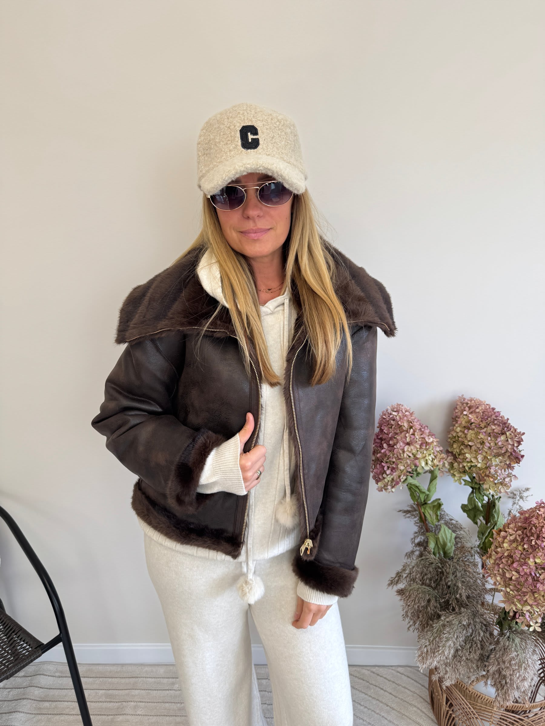 Dwustronna Kurtka Oversize Queen Elegance - Ciemny Brąz