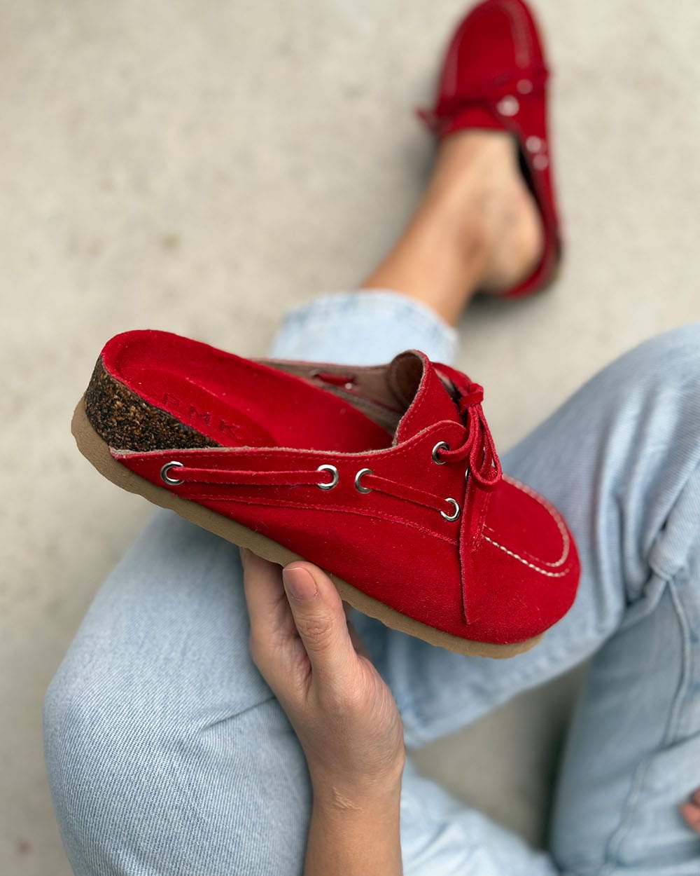 MALÚ Cuero vacuno Gamuza - Rojo