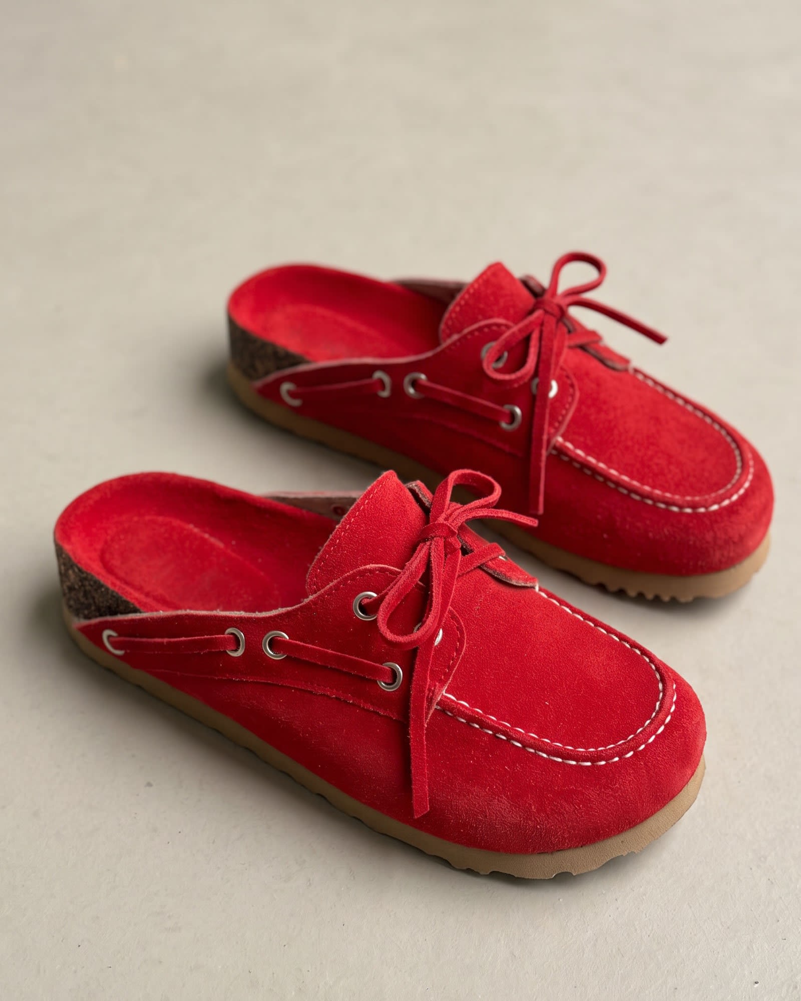MALÚ Cuero vacuno Gamuza - Rojo