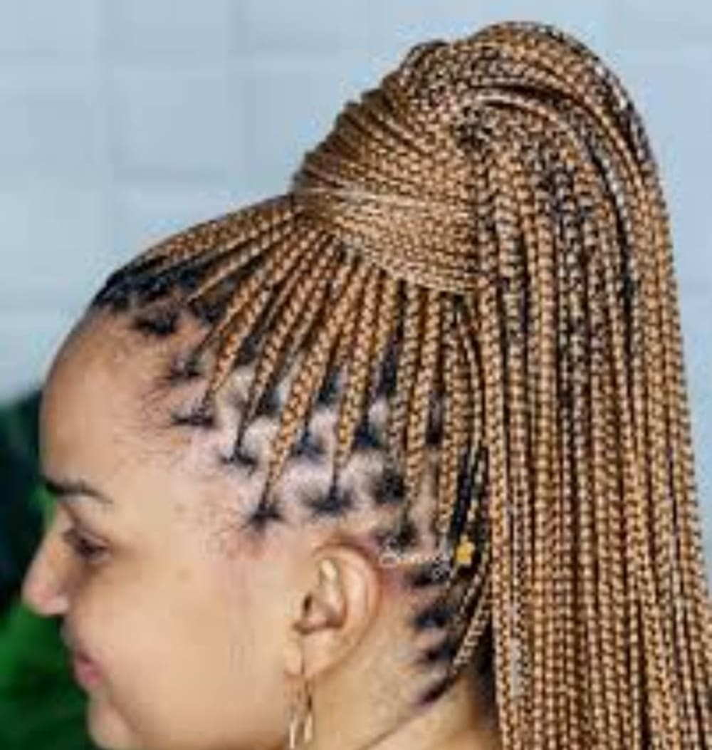 Blonde High Ponytail Feed-ins