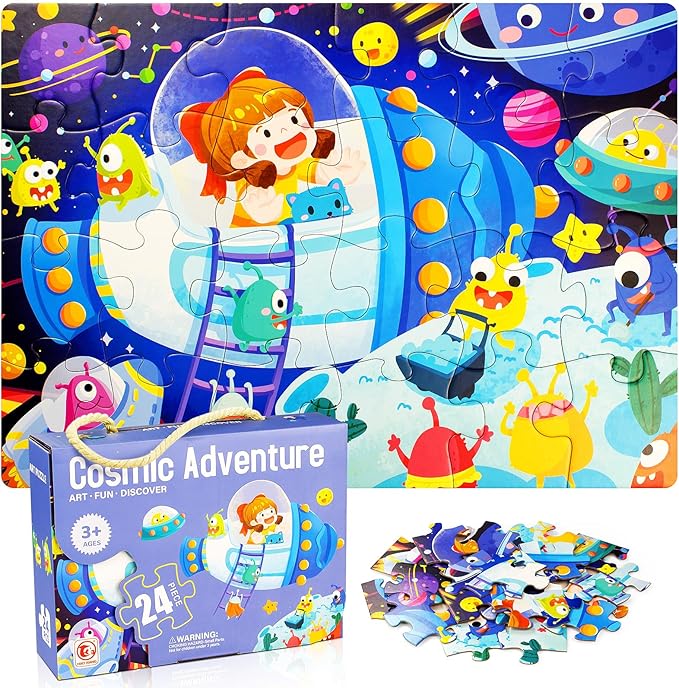 Cosmic Adventure 24 Piece Jigsaw wooden Puzzle with Packag Box - Image 4