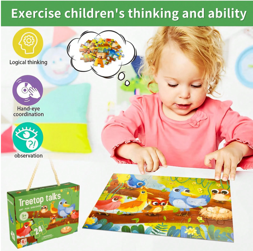 Treetop Talks 24 Piece Jigsaw wooden Puzzle with Packag Box - Image 3