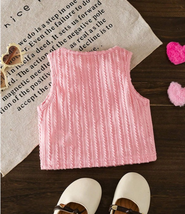 LMoss Young Girl Solid Cable Knit Tank Top, Vacation Clothes, Great For Casual & Daily Wear - 2