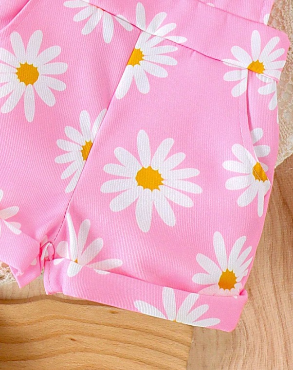 2pcs/Set Baby Girls Cute Short Sleeve Romper + Suspender Pants Set - 5