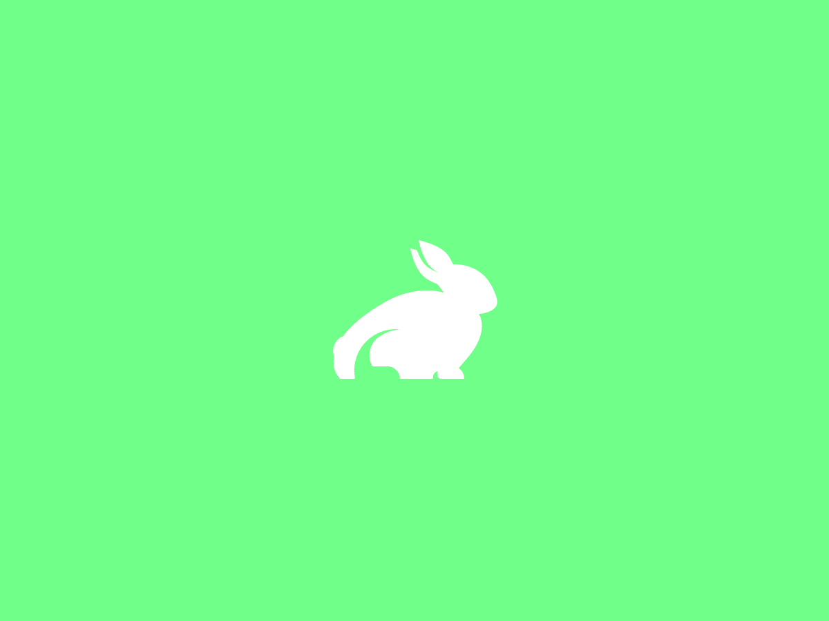 Stylized bunny illustration drawn on green background