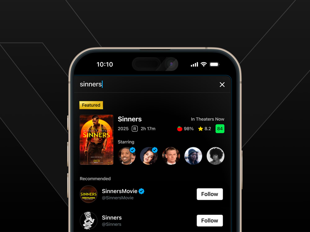 Closeup of movie search UI concept on X by Max Burnside