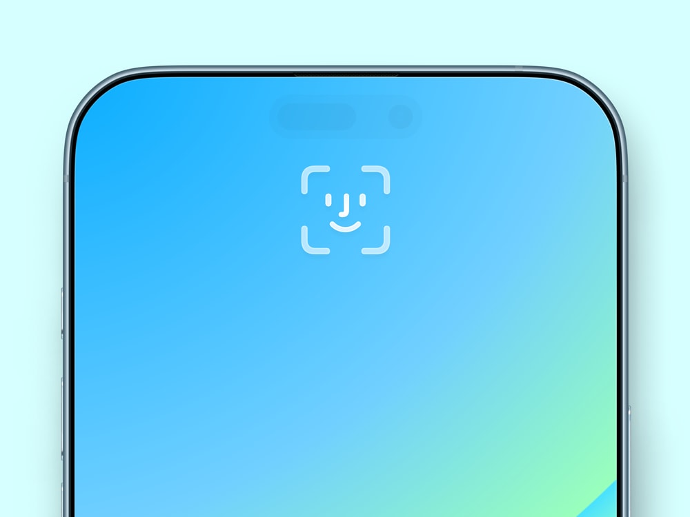 A mockup of what a future iPhone might look like, with thin bezels, under-screen front-facing camera, and under-screen fingerprint sensor.