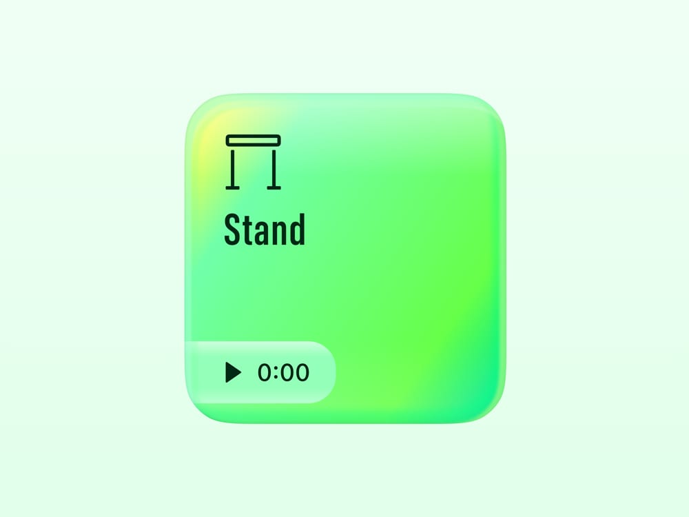 Preview of a stand timer UI for an iOS app
