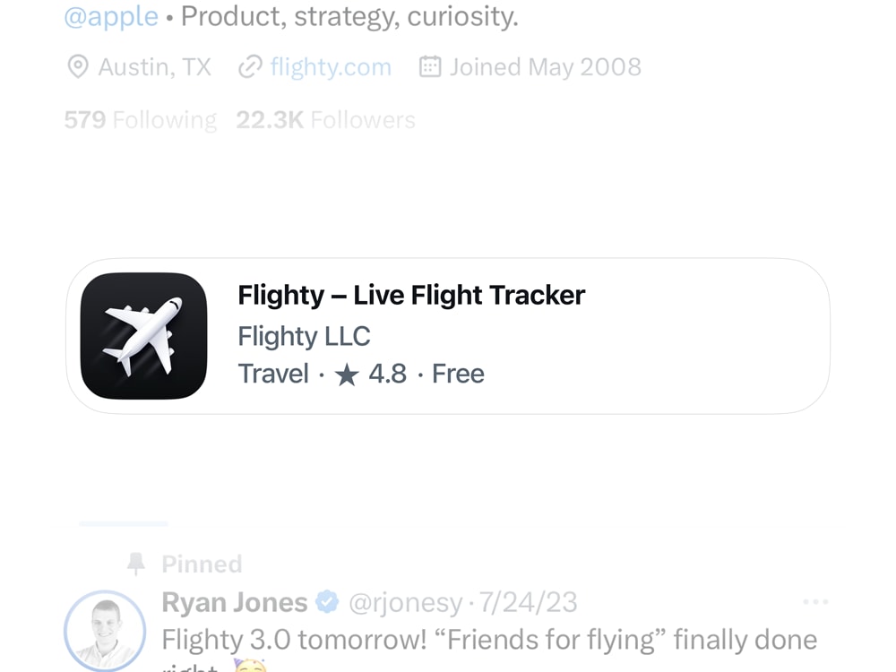 UI showing the corrected corner radius for X (formerly Twitter) iOS app icon showcase feature