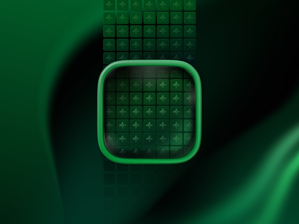 Illustration displaying a series of squares, seven in each row, displayed vertically, going through a rounded rectangle.