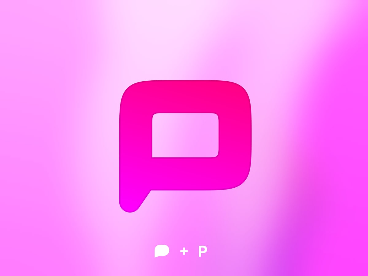 Preview SMS Logo shown on light pink gradient background, with a formula showing chat bubble + 'P' letter