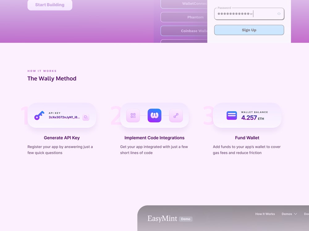 Wally marketing site design