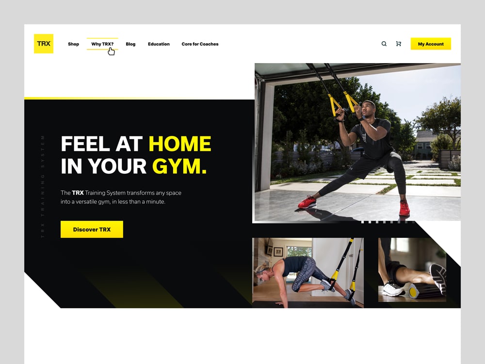 Landing page hero section design for a fitness brands.